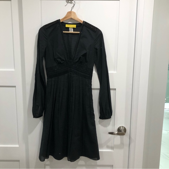 Catherine Malandrino black mid calf long dress. Size 0. Made in China.100 cotton - Picture 1 of 11